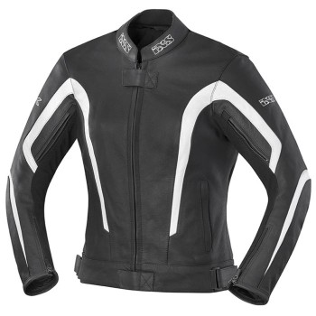 IXS LADY KELLY leather sport jacket all seasons woman black-white PROMO