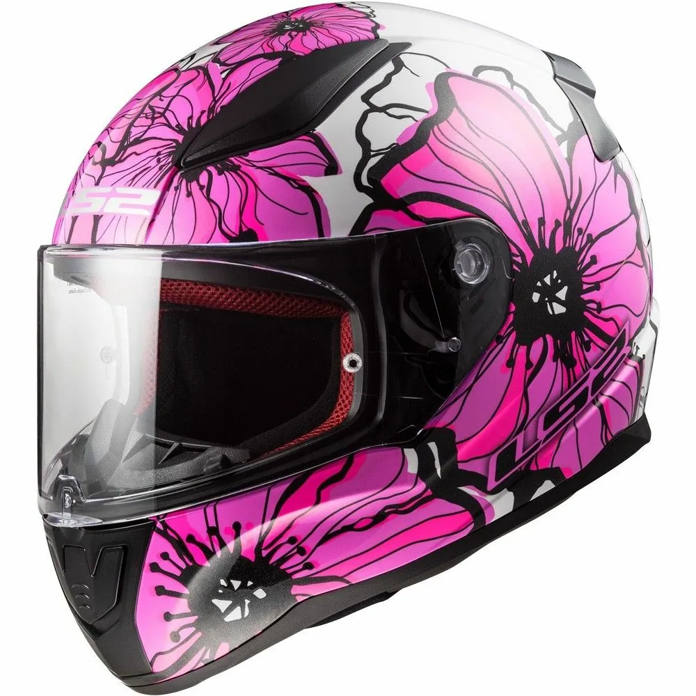 LS2 casque moto intégral FF353 RAPID POPPIES femme rose brillant