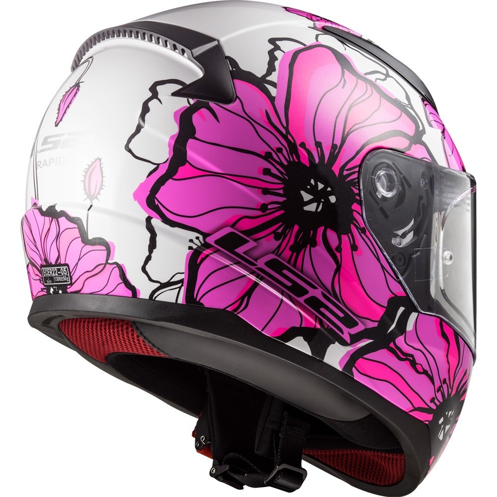 LS2 casque moto intégral FF353 RAPID POPPIES femme rose brillant