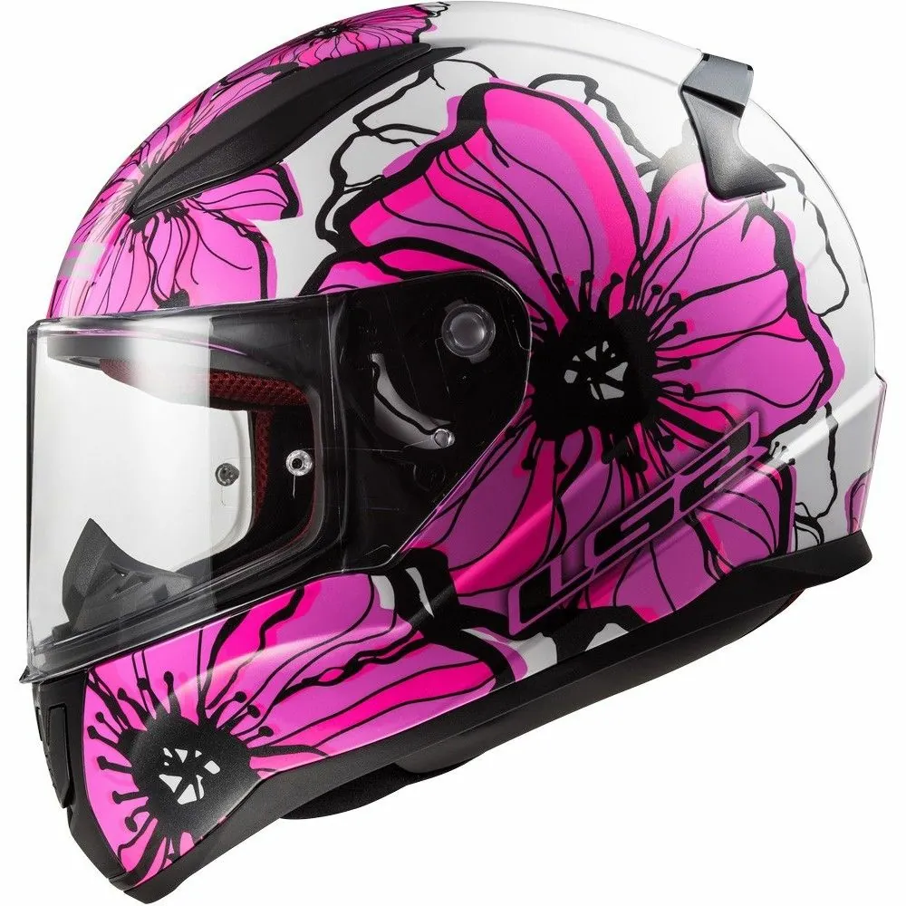 LS2 casque moto intégral FF353 RAPID POPPIES femme rose brillant