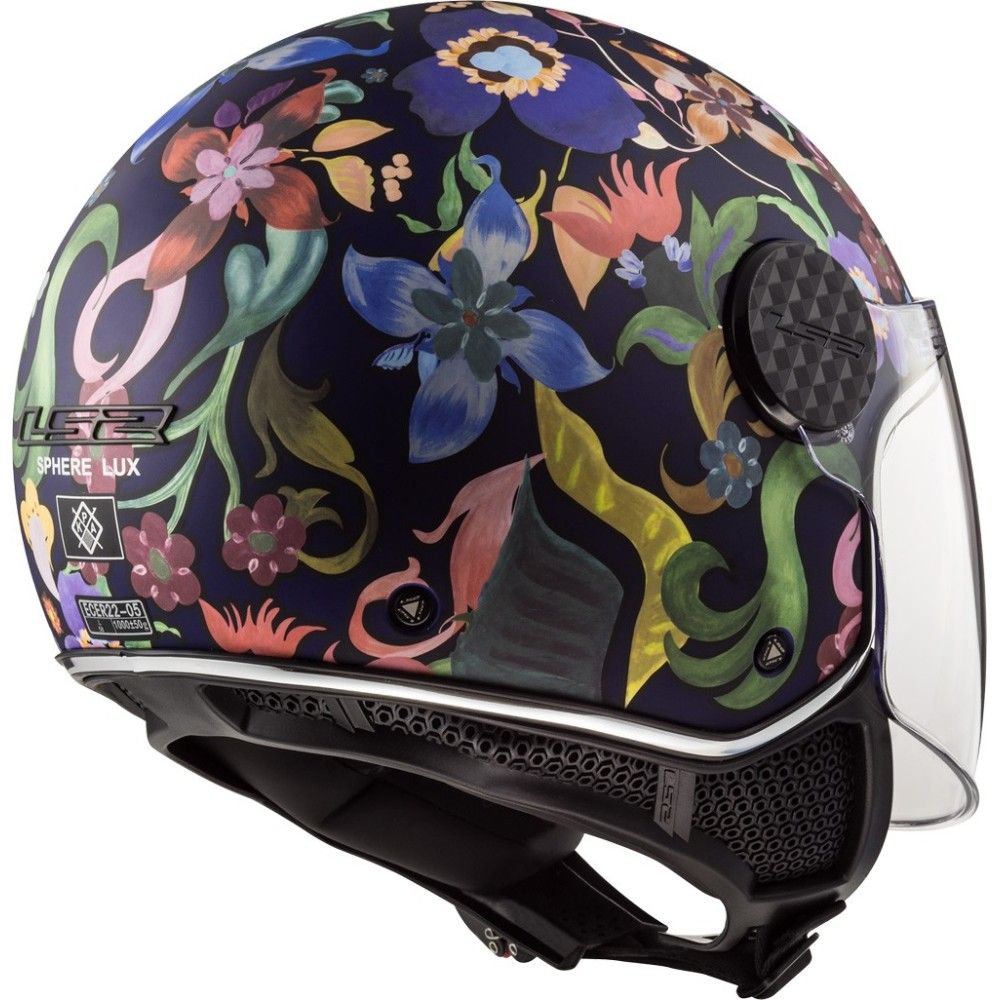 LS2 casque jet moto scooter OF558 SPHERE LUX BLOOM femme noir rose brillant