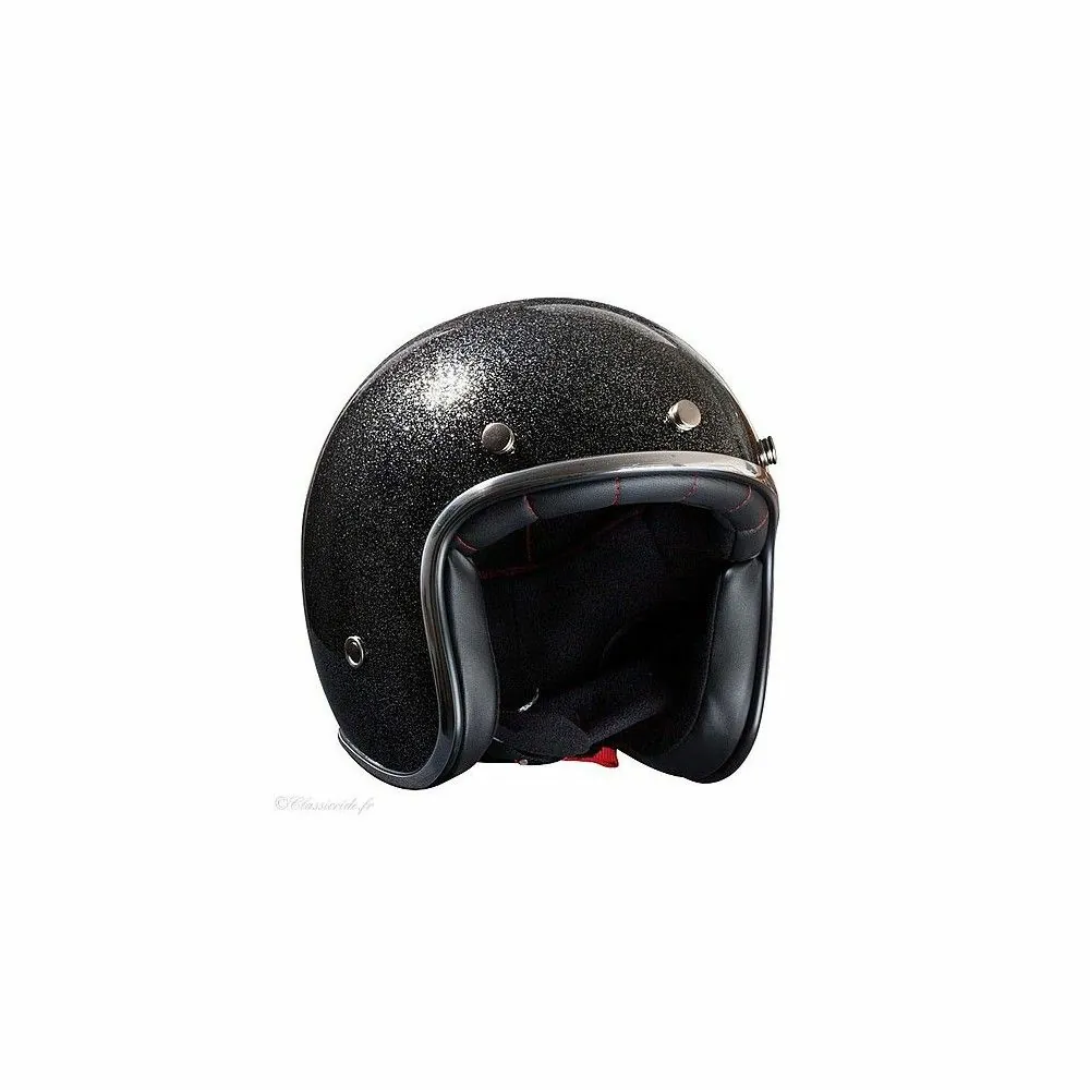 NOX casque jet vintage moto scooter N242 GLITTER noir pailleté