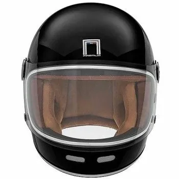 NOX casque intégral vintage FIBRE moto scooter REVENGE noir brillant