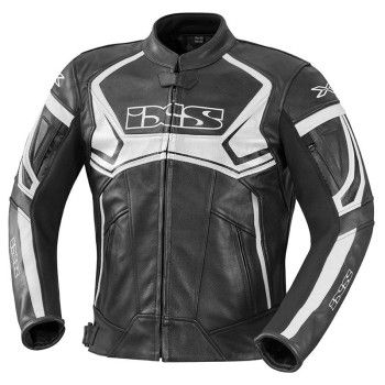 IXS blouson moto HYPE cuir homme SPORT toutes saisons noir-blanc PROMO