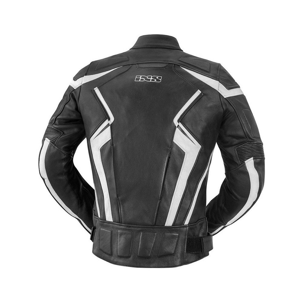 IXS blouson moto HYPE cuir homme SPORT toutes saisons noir-blanc PROMO