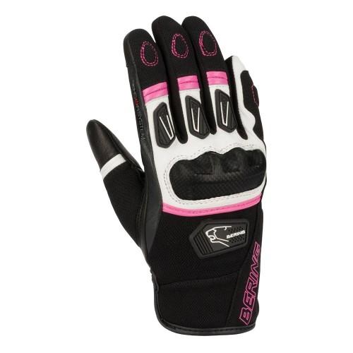 BERING gants cuir SPORT moto scooter été femme LADY URSULA noir-fushia BGE396