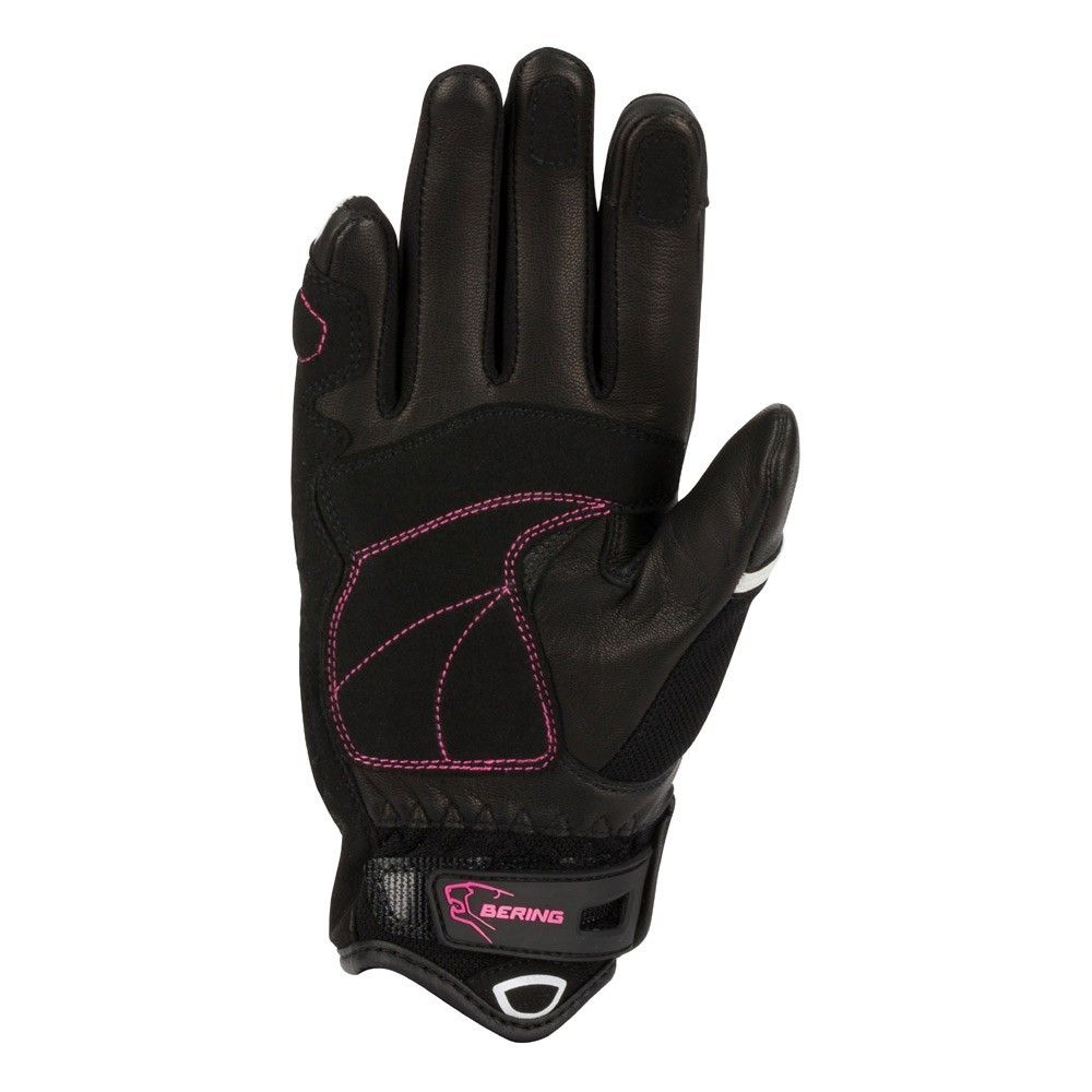 BERING gants cuir SPORT moto scooter été femme LADY URSULA noir-fushia BGE396