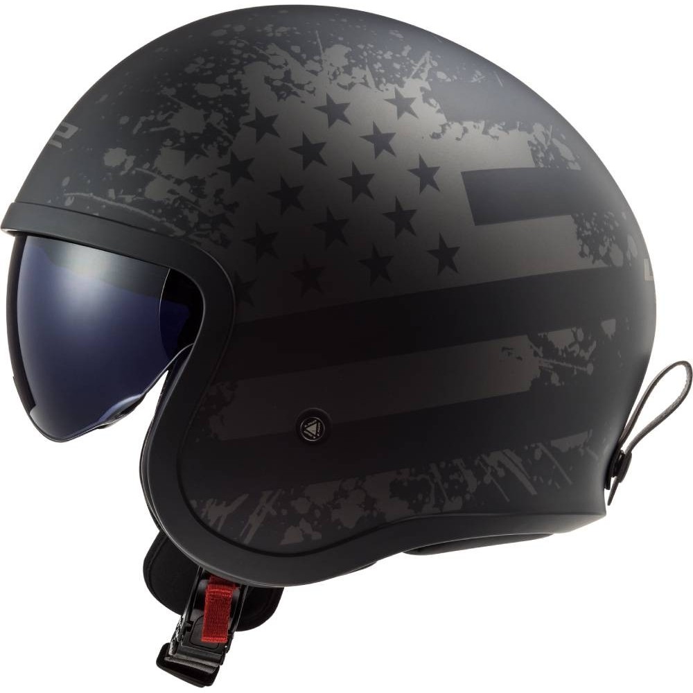 LS2 SPITFIRE BLACK FLAG vintage jet helmet moto scooter OF599 matt black titanium