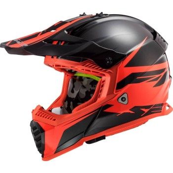 LS2 casque cross enduro quad trail MX437 FAST EVO ROAR noir rouge mat