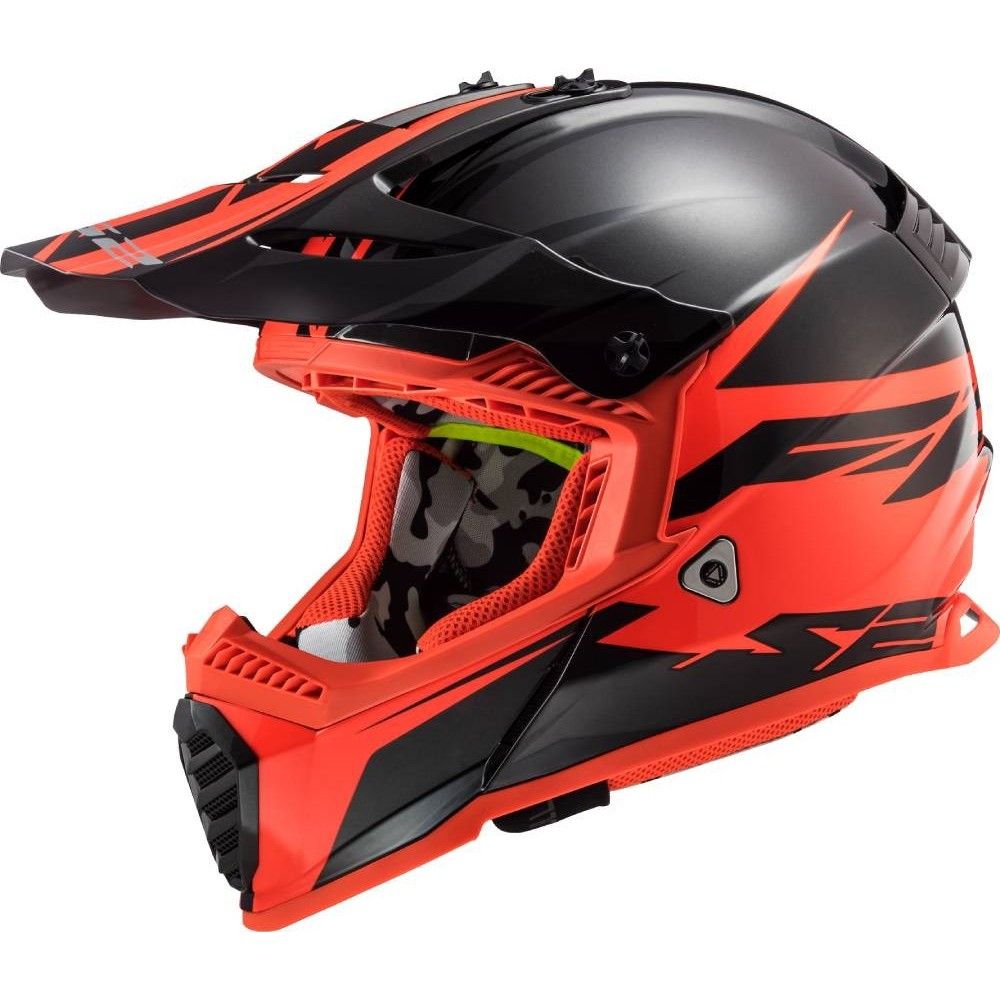 LS2 MX437 FAST EVO ROAR cross enduro quad trail helmet matt black red