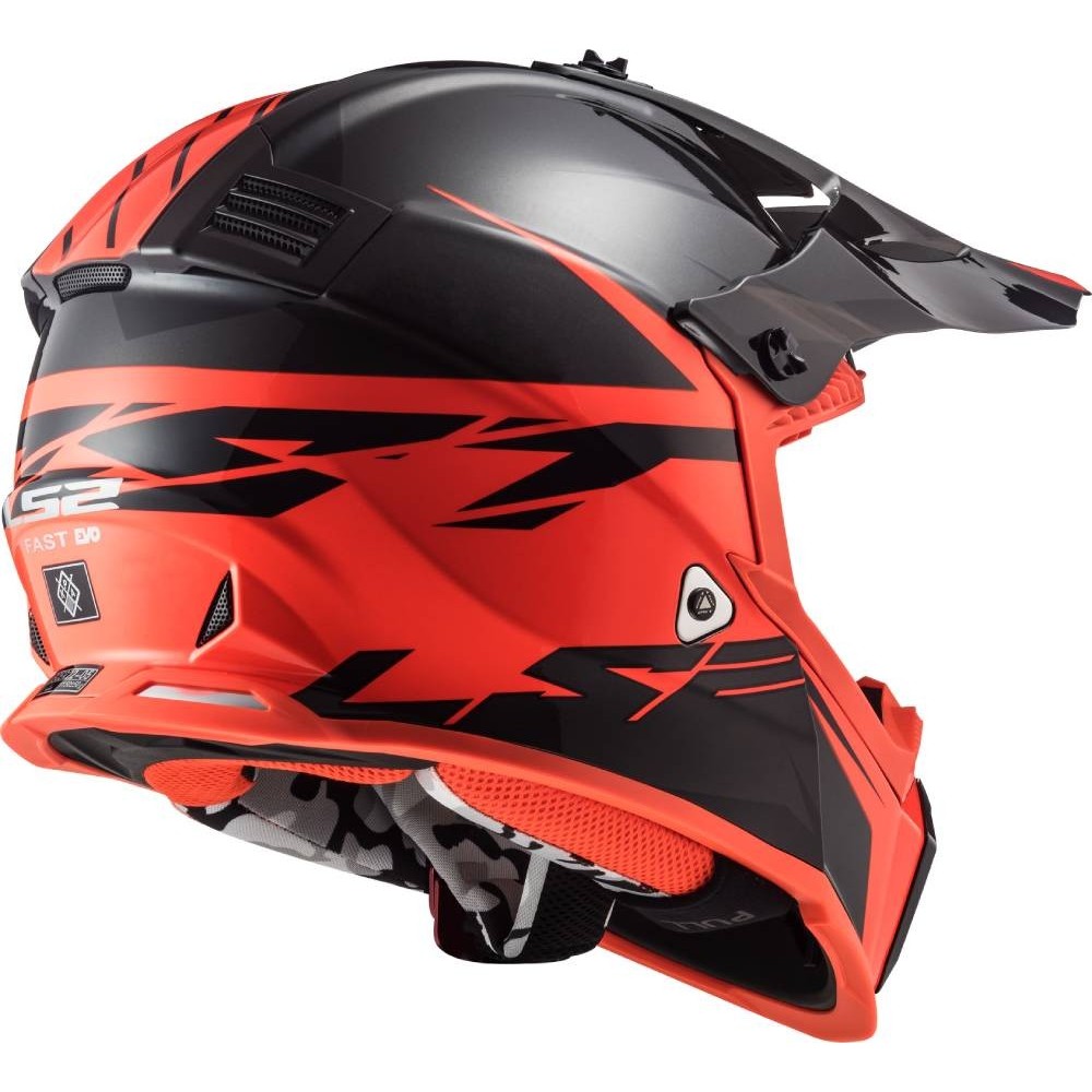 LS2 MX437 FAST EVO ROAR cross enduro quad trail helmet matt black red