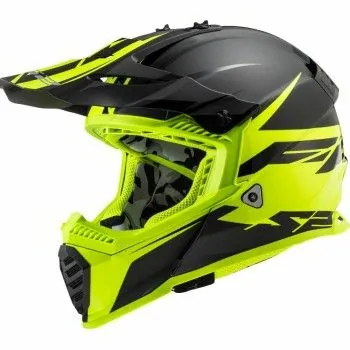 LS2 casque cross enduro quad trail MX437 FAST EVO ROAR noir fluo mat