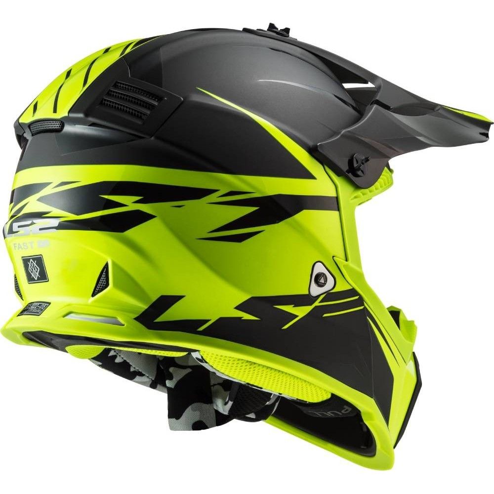 LS2 casque cross enduro quad trail MX437 FAST EVO ROAR noir fluo mat