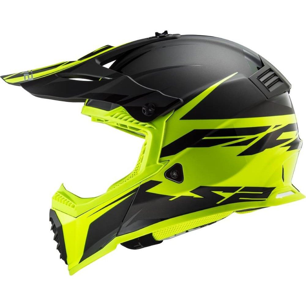 LS2 casque cross enduro quad trail MX437 FAST EVO ROAR noir fluo mat