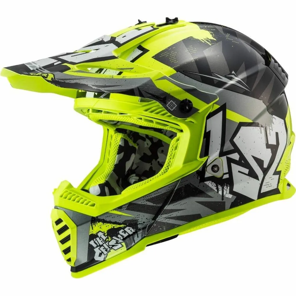 LS2 MX437J FAST MINI EVO CRUSHER cross enduro quad trail helmet child gloss black fluo