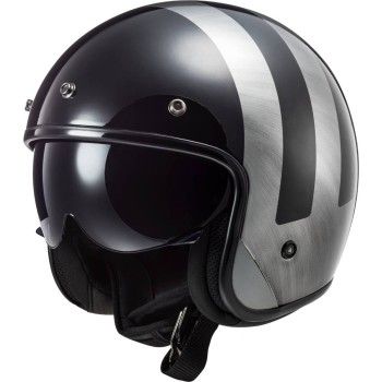 LS2 OF601 BOB LINES JEANS vintage jet FIBER helmet moto scooter gloss black grey