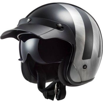 LS2 OF601 BOB LINES JEANS vintage jet FIBER helmet moto scooter gloss black grey