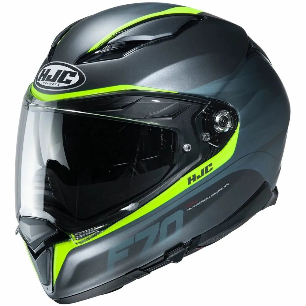 HJC FIBERGLASS integral motorcycle scooter helmet F70 FERON MC-4HSF matt grey fluo