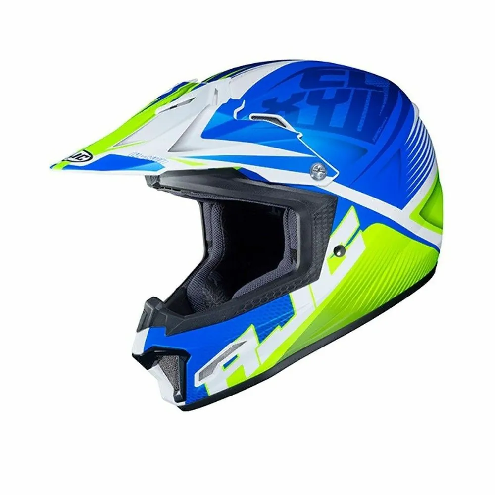 HJC casque moto cross enduro quad enfant CLXY ELLUSION MC-2SF bleu blanc vert mat