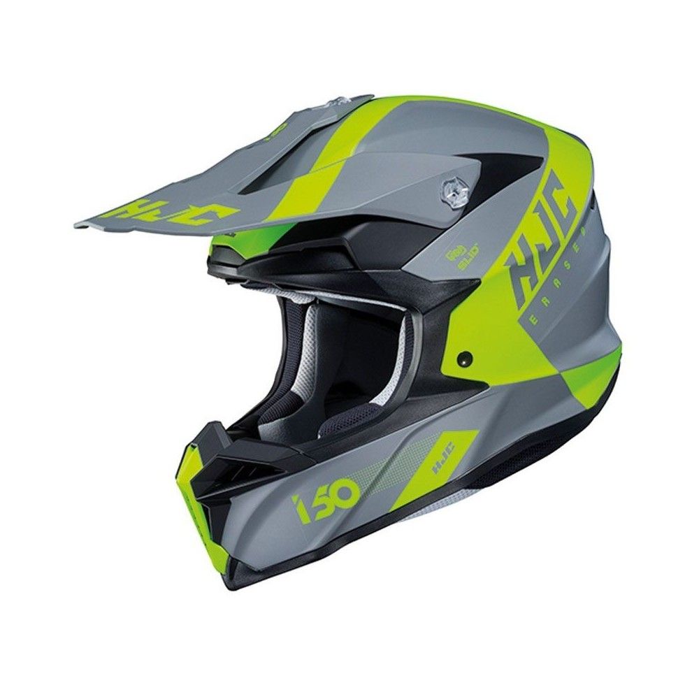 HJC casque moto cross enduro quad i50 ERASED MC-4HSF gris fluo noir mat