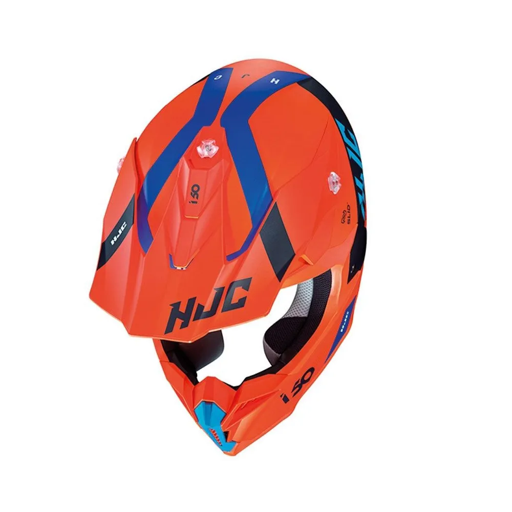 HJC casque moto cross enduro quad i50 ERASED MC-6HSF orange fluo bleu mat