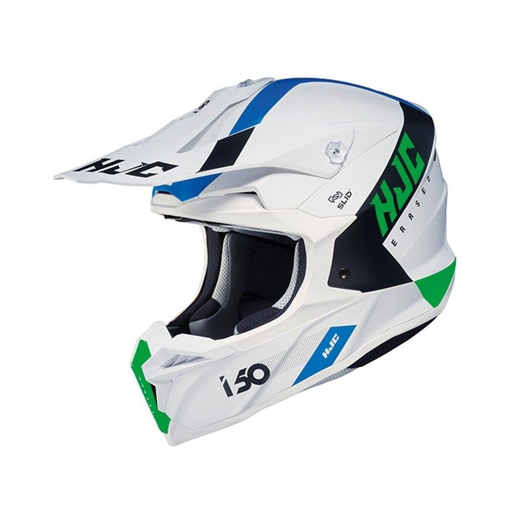 HJC casque moto cross enduro quad i50 ERASED MC-24SF blanc bleu vert mat