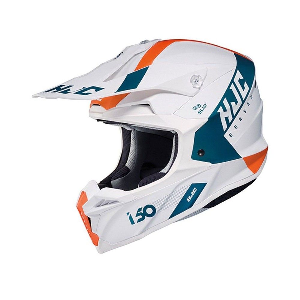 HJC casque moto cross enduro quad i50 ERASED MC-47SF blanc bleu orange mat