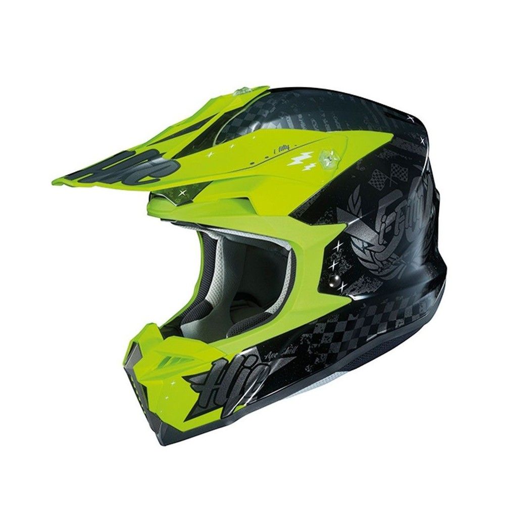 HJC casque moto cross enduro quad i50 ARTAX MC-4H fluo noir gris métal