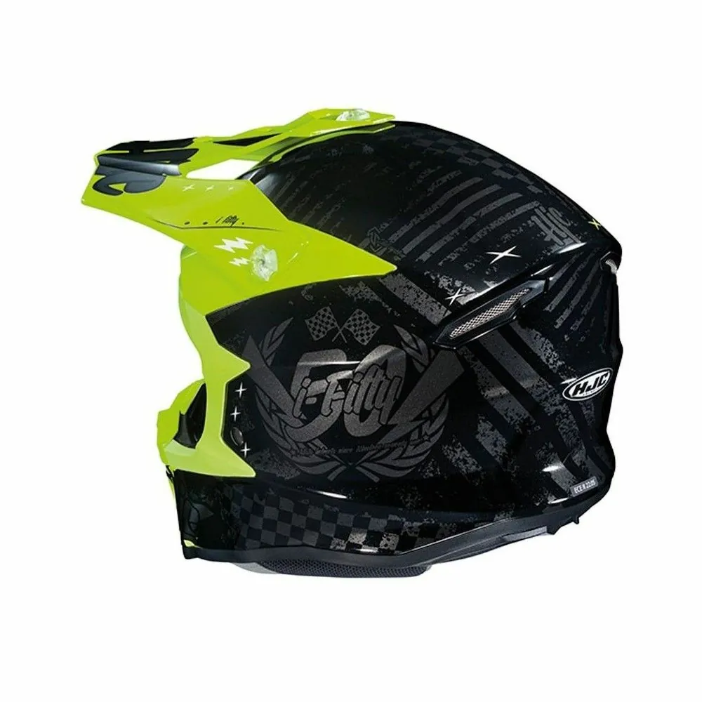 HJC casque moto cross enduro quad i50 ARTAX MC-4H fluo noir gris métal