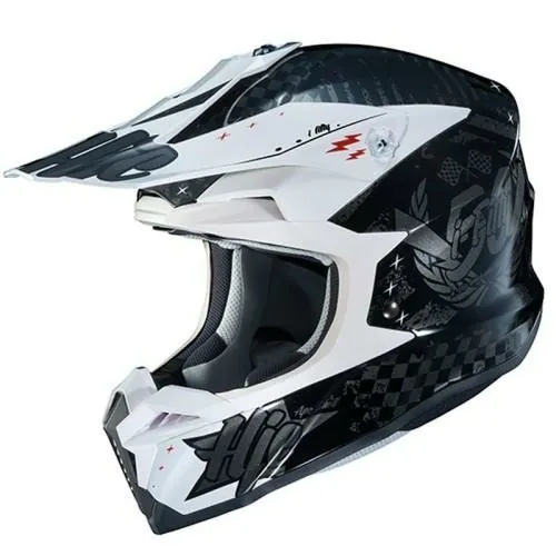 HJC casque moto cross enduro quad i50 ARTAX MC-5 blanc noir gris métal