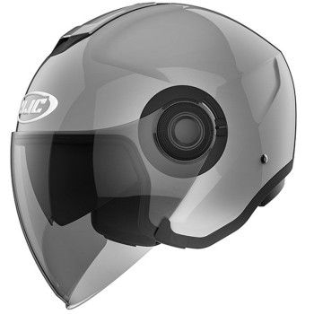 HJC casque intégral modulable en jet vintage FIBRE V90 moto scooter gris  métal