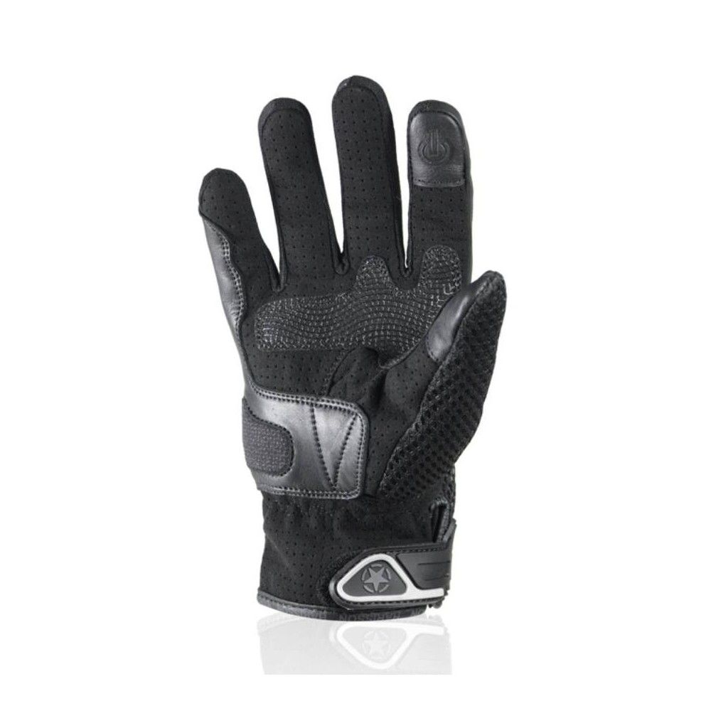 HARISSON gants LEADER EVO cuir & textile RACING moto scooter été homme noir-blanc  EPI