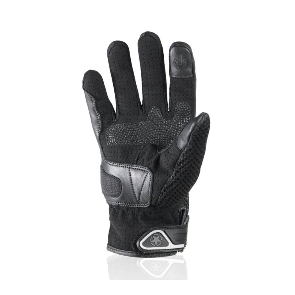 HARISSON LEADER EVO man summer motorcycle scooter RACING leather & textile gloves black-white EPI
