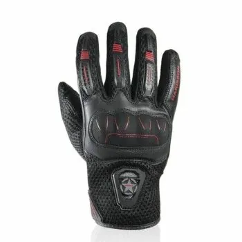 HARISSON gants LEADER EVO cuir & textile RACING moto scooter été homme noir-rouge EPI