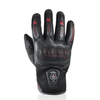 HARISSON LEADER EVO man summer motorcycle scooter RACING leather & textile gloves black-red EPI