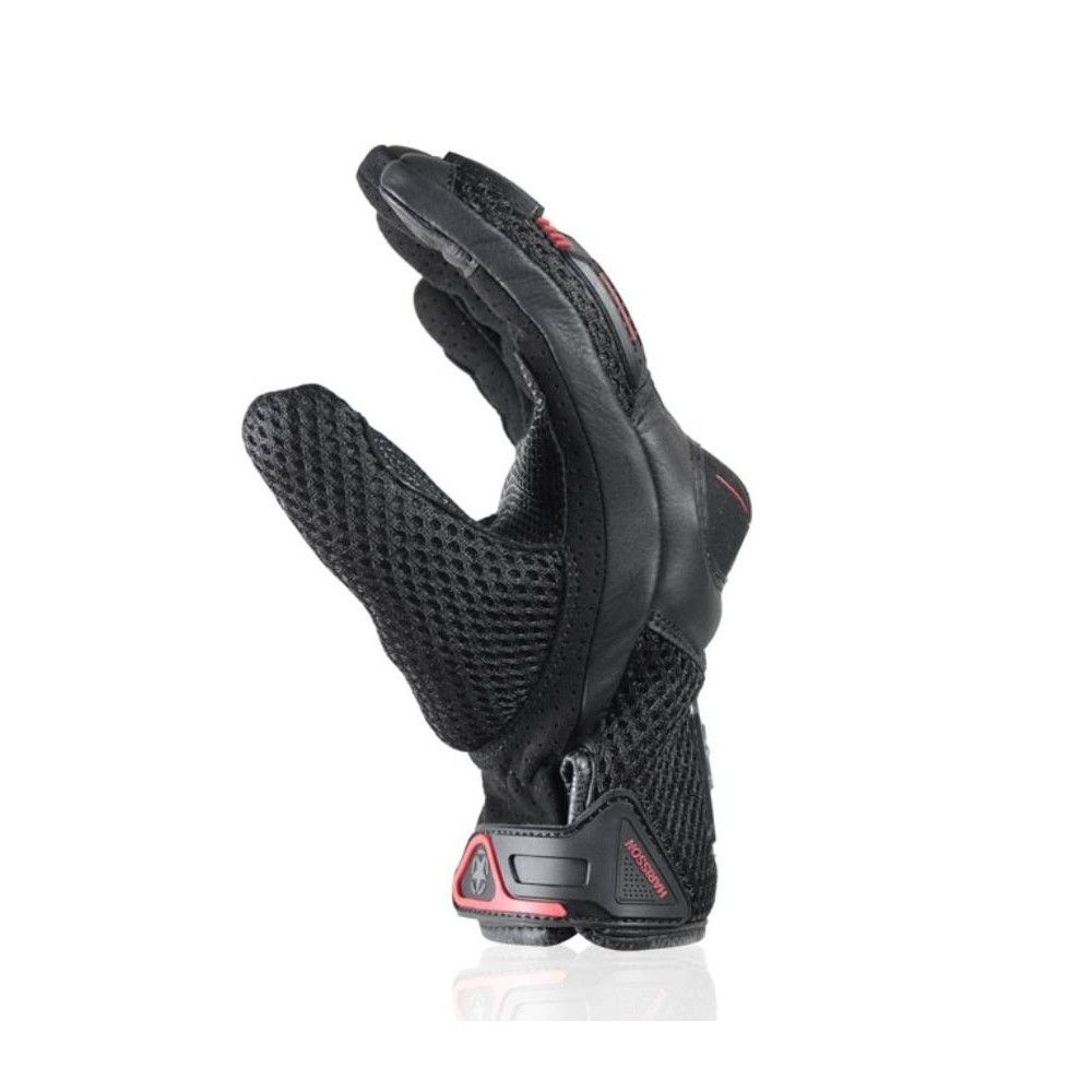 HARISSON gants LEADER EVO cuir & textile RACING moto scooter été homme noir-rouge EPI