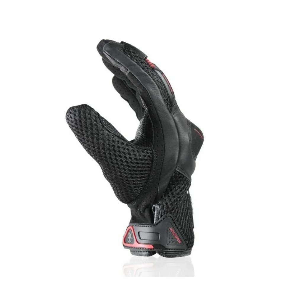 HARISSON LEADER EVO man summer motorcycle scooter RACING leather & textile gloves black-red EPI