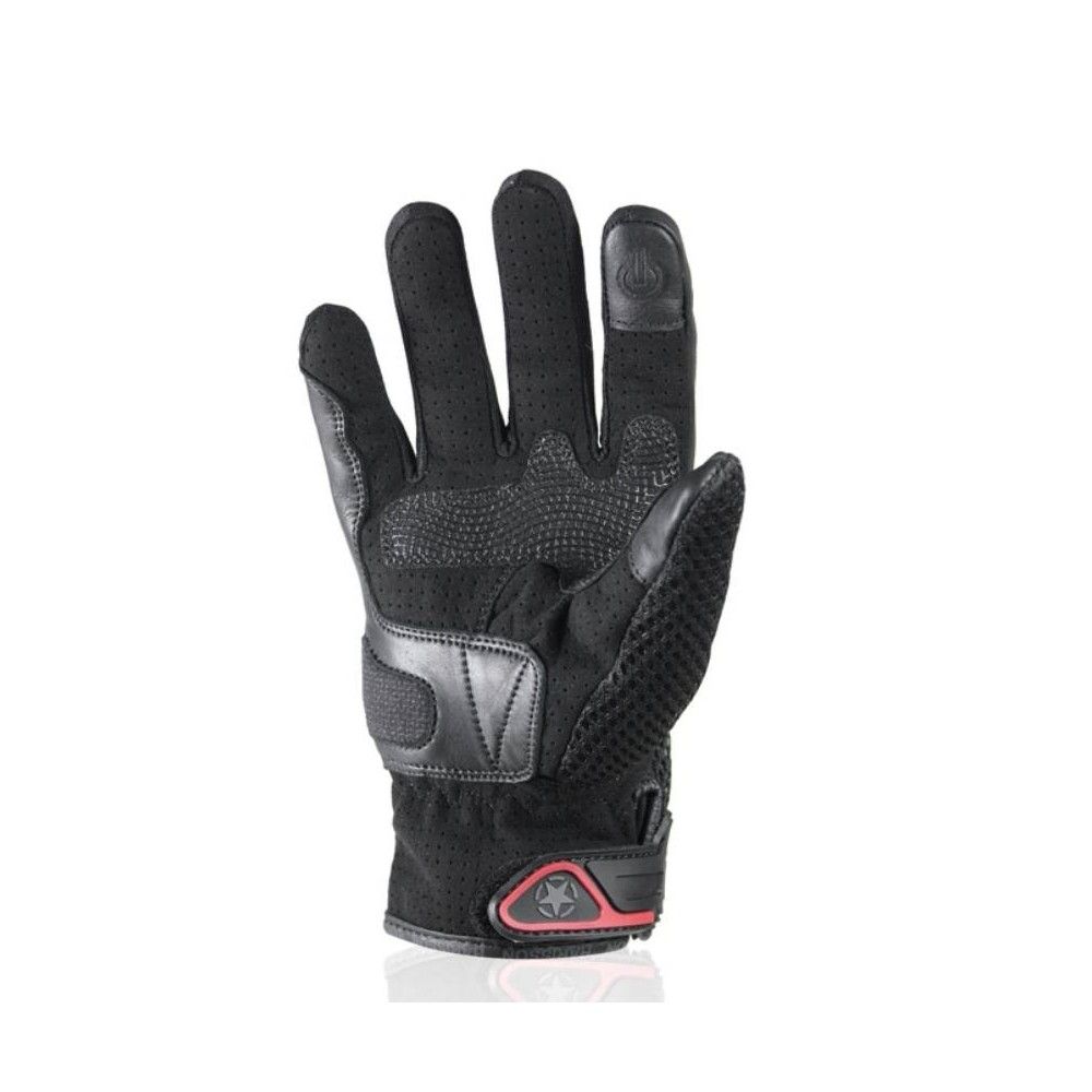 HARISSON LEADER EVO man summer motorcycle scooter RACING leather & textile gloves black-red EPI