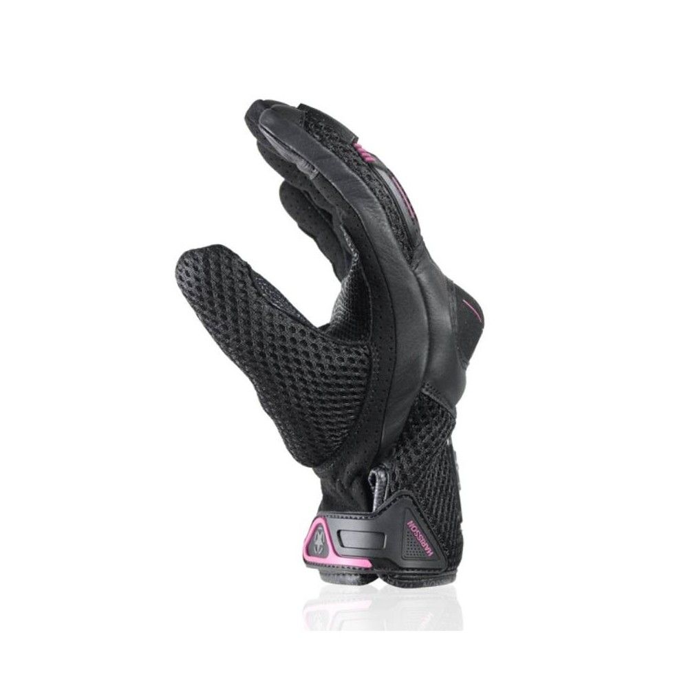 HARISSON gants cuir & textile Lady LEADER EVO moto scooter femme été RACING EPI noir-rose