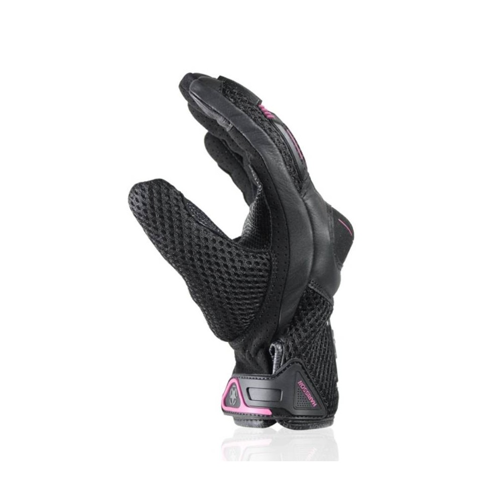 HARISSON Lady LEADER EVO leather & textile woman summer motorcycle scooter RACING gloves EPI black-pink