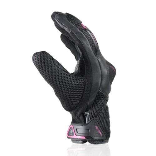 HARISSON gants cuir & textile Lady LEADER EVO moto scooter femme été RACING EPI noir-rose