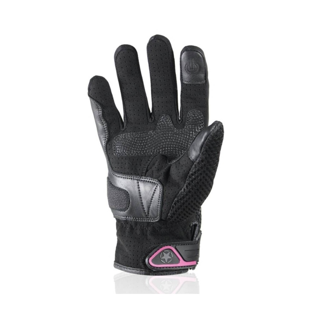 HARISSON Lady LEADER EVO leather & textile woman summer motorcycle scooter RACING gloves EPI black-pink