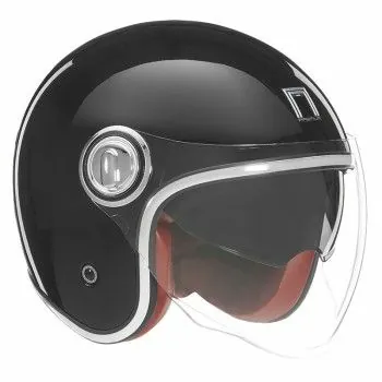 NOX casque jet vintage moto scooter HERITAGE noir brillant