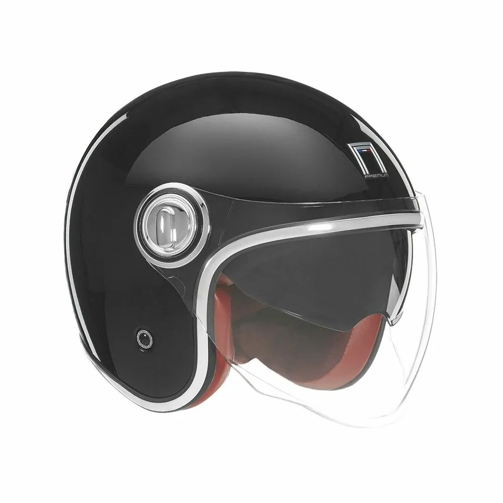 NOX casque jet vintage moto scooter HERITAGE noir brillant