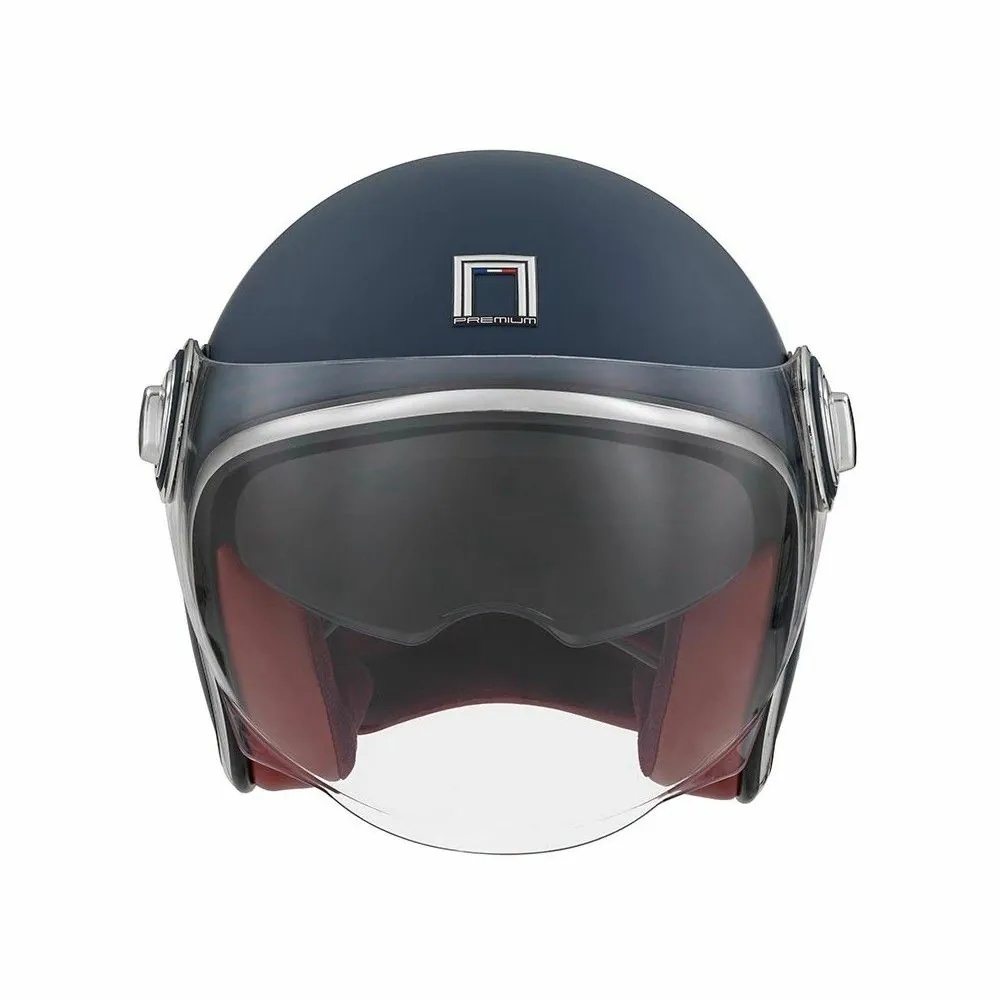 NOX casque jet vintage moto scooter HERITAGE bleu mat