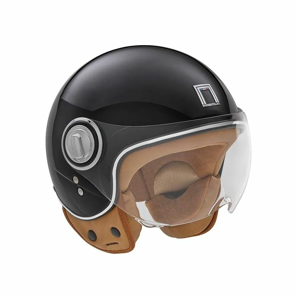 NOX casque jet vintage moto scooter IDOL noir brillant