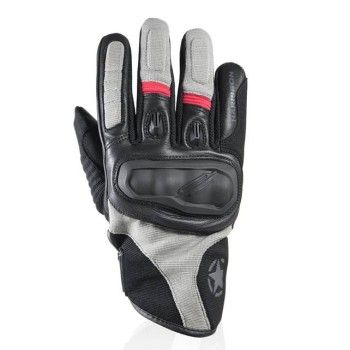 HARISSON STATON man summer motorcycle scooter leather & textile gloves EPI black-grey