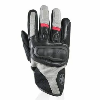 HARISSON STATON man summer motorcycle scooter leather & textile gloves EPI black-grey