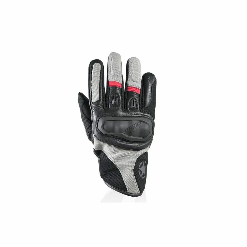 HARISSON STATON man summer motorcycle scooter leather & textile gloves EPI black-grey