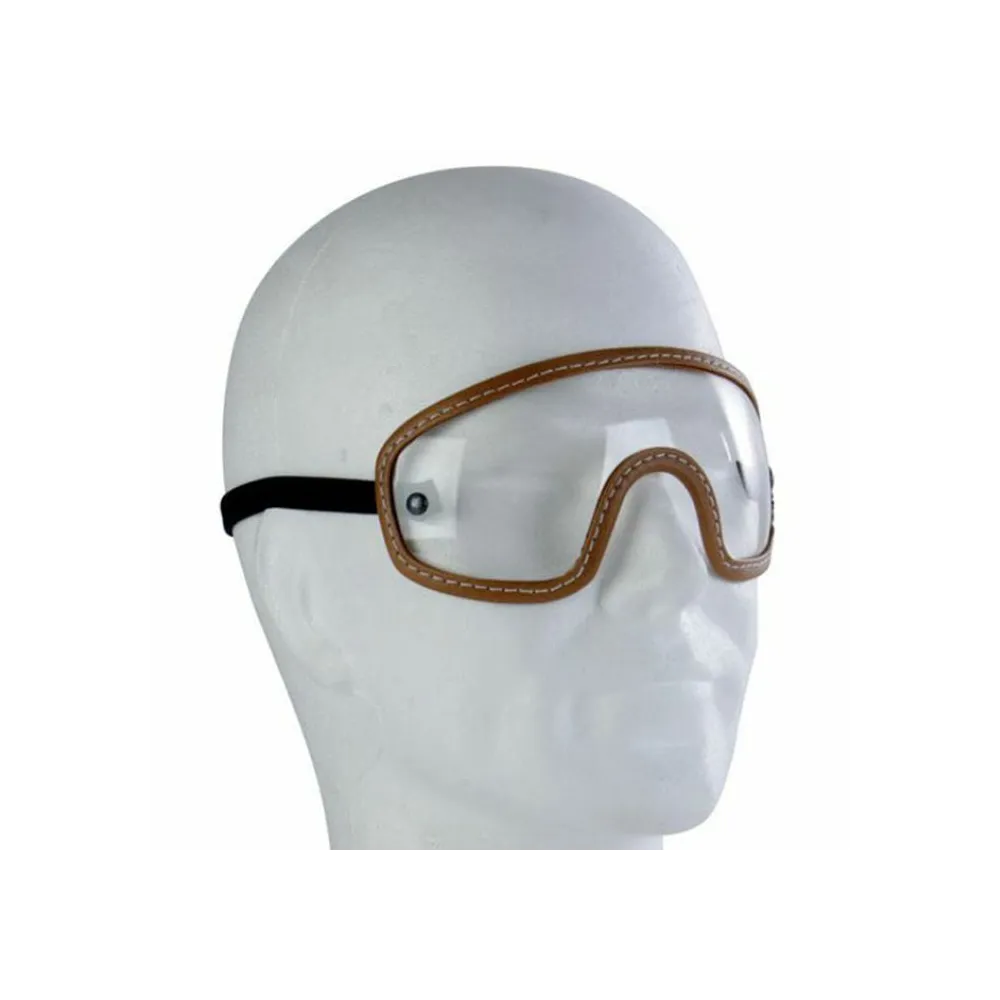 CHAFT paire de lunettes pour casque jet rétro moto scooter en cuir marron